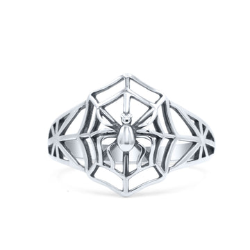 Vintage Cutout Spider Web Stylish Oxidized Statement Band Thumb Ring